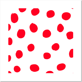 red white polka dots background Posters and Art